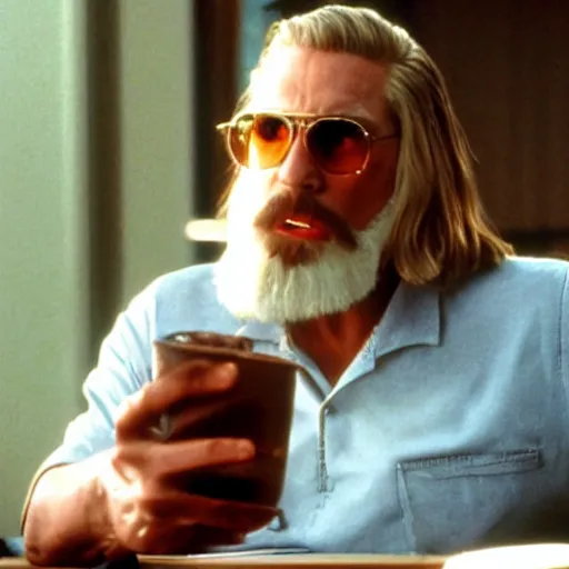 Image similar to Live Action Still of Jerma985 in The Big Lebowski, real life, hyperrealistic, ultra realistic, realistic, highly detailed, epic, HD quality, 8k resolution, body and headshot, film still