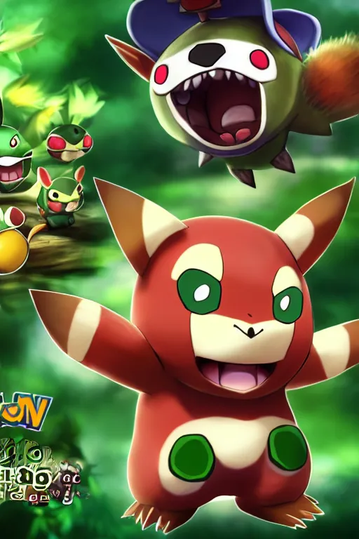 Image similar to teemo, a pokemon trading card of teemo, highly detailed pokemon trading card screenshot