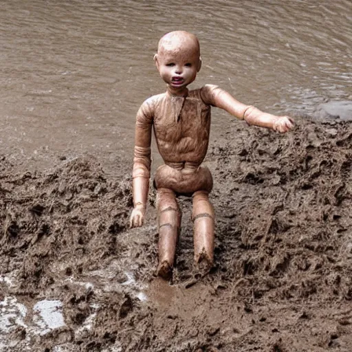 Image similar to a dummy in mud