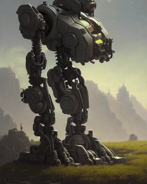 Image similar to bastion the robot from overwatch, character portrait, concept art, intricate details, highly detailed by greg rutkowski, michael whelan and gustave dore