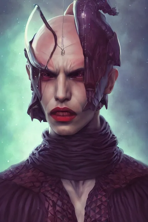 Prompt: portrait of an elegant alien vampire king, straight on portrait, full body character concept art, honeycomb, by artgerm, tom bagshaw, gerald brom, vaporwave colors, lo - fi colors, vaporwave, lo - fi, moody vibe, goth vibe, 4 k, hd,