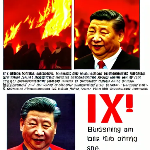 Prompt: xi is burning in hell