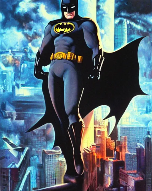 Image similar to batman, airbrush, drew struzan illustration art, key art, movie poster