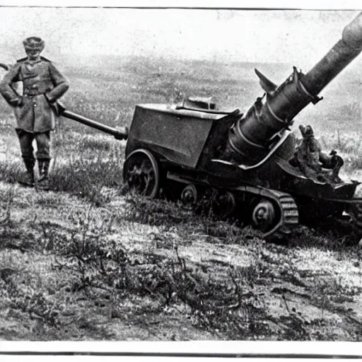 Image similar to a picture of a enormous bear pulling a towed artillery piece behind him, towed artillery piece is tied to the enormous bear, eastern front, historical picture