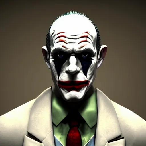 Image similar to cinematic head shot of gordon freeman as the joker, 8 k, very detailed, very intricate,