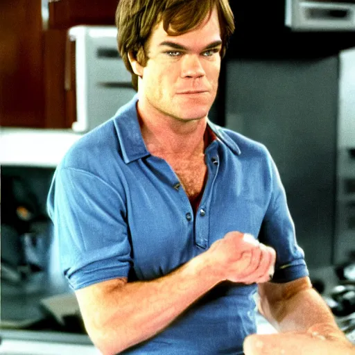 Image similar to dexter morgan on the set of golden girls 1 9 8 0 s color photo