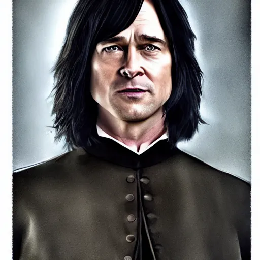 Prompt: brad pitt as severus snape, 8 k, trending on artstation