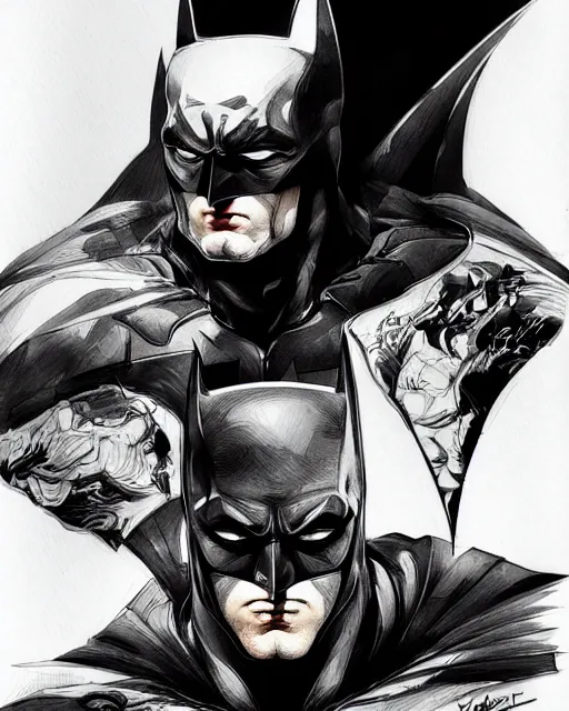 Prompt: portrait of batman, concept art, sumi - e style, intricate linework, artstation, trending, highly detailed, smooth, focus, art by yoji shinkawa,