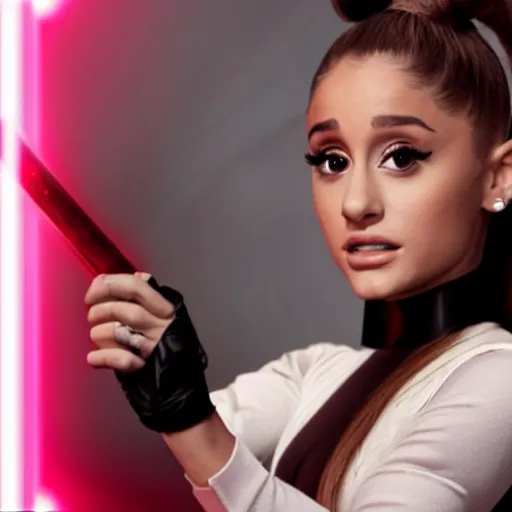 Image similar to Ariana Grande in star wars, light saber,. 8K resolution. award winning photography,