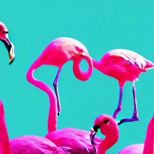 Image similar to flamingo glitch art