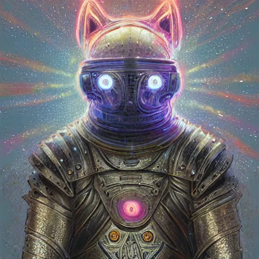 Prompt: medieval paladin knight armor anthropomorphic shiba inu scifi kirlian photography electric field glowing, cyberpunk, portrait art by donato giancola and greg rutkowski, realistic face, kirlian field, glowing in tesla electricity visible magnetic field, digital art, trending on artstation, symmetry