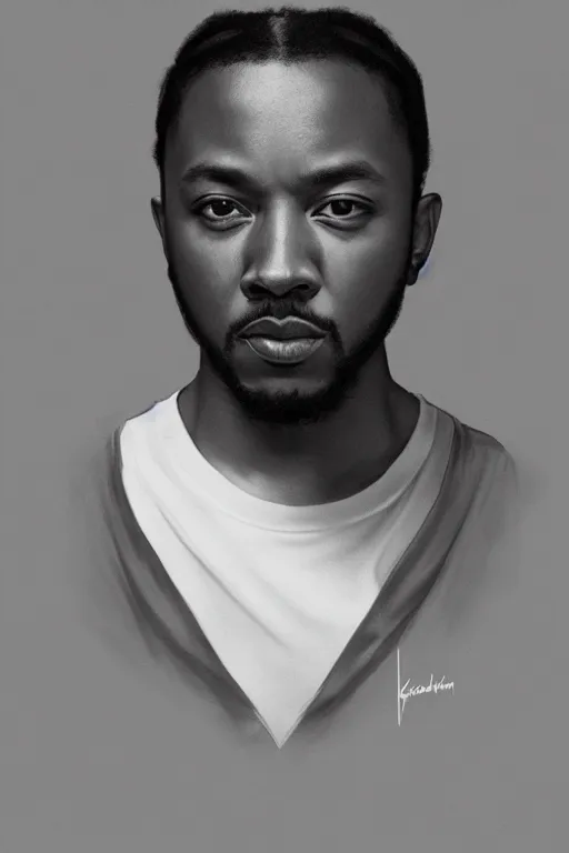 Image similar to ultra realistic kendrick lamar drawing, background is white and blank, elegant, highly detailed, digital painting, concept art, smooth, sharp focus, illustration, art by greg rutkowski and alphonse mucha