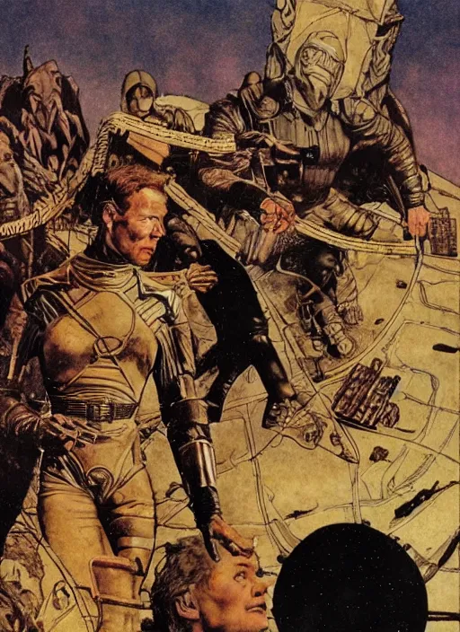 Prompt: the navigator scene from the 1982 movie dune, by norman rockwell and jason fabok and tom lovell and frank schoonover and dean cornwell and jack kirby