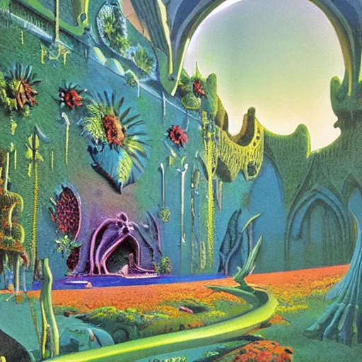 Image similar to Norwich fantasy illustration by Roger Dean