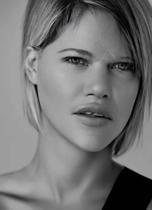 Prompt: portrait of beautiful female matt damon by mario testino, headshot, detailed, award winning, sony a 7 r