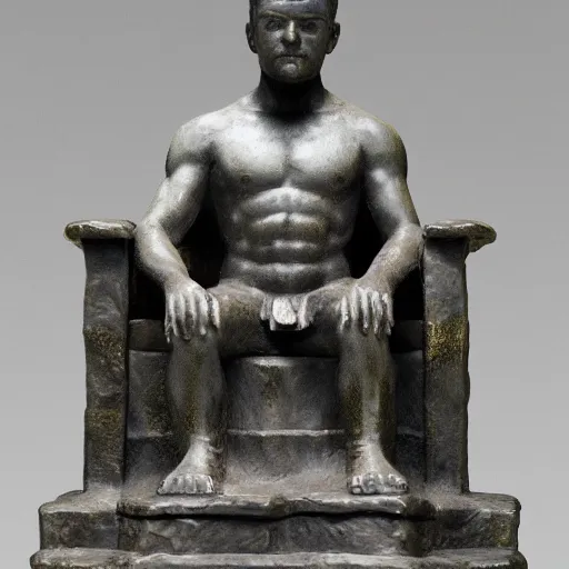 Image similar to thinker statue sitting on throne from games of throne 4k painting