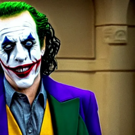 Prompt: film still of Jerry Seinfeld as joker in the new Joker movie
