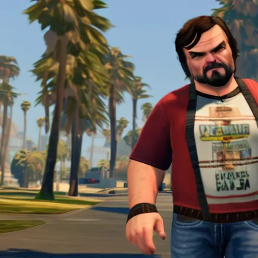 Prompt: jack black as character in grand theft auto 5