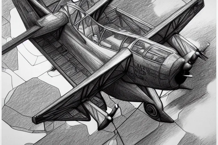 Image similar to hyperrealist pencil sketch of a cessna airplane in a colossal cave by david malan and alphonse mucha, fantasy art, drawing, dynamic lighting, artstation, poster, volumetric lighting, very detailed faces, 4 k, award winning