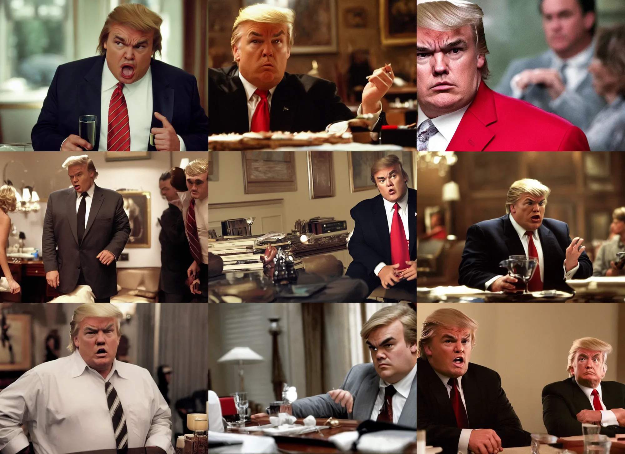 Prompt: jack black portrays donald trump, still from the sopranos ( 2 0 0 4 ), cinematic