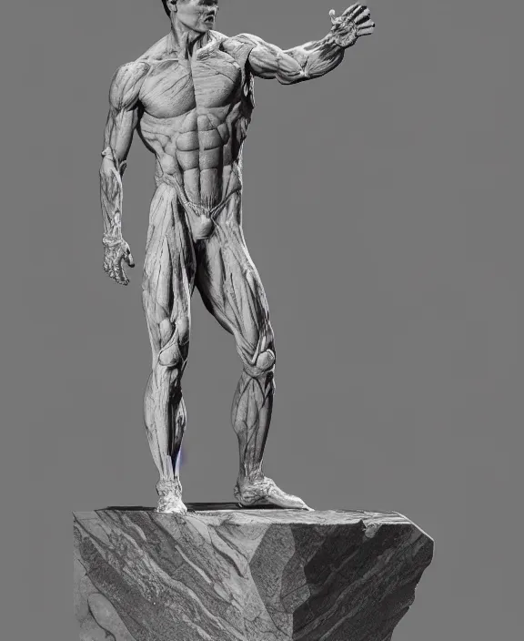 Prompt: a hyper-detailed marble statue of Tom Cruise; anatomically correct; an extraordinary masterpiece!!!; flawless; fearful posture; photorealistic eyes; trending on artstation; f/1.4; 90mm