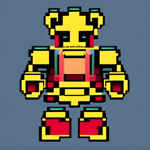 Image similar to full body portrait painting of humanoid knight bear, pixel art style 8 x 8.