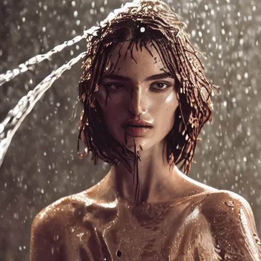 Close Up Of Face Of A Fashion Model Is Getting Wet By Stable Diffusion Openart