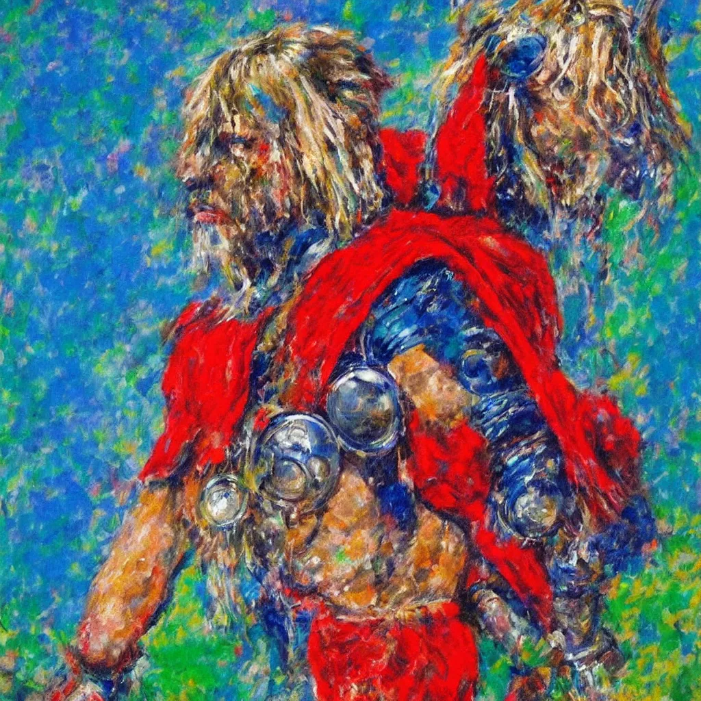 Image similar to a beautiful portrait of thor by LeRoy Neiman.