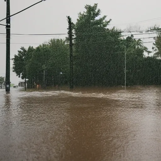 Prompt: suburban neighborhood flooding with rain, rainy atmosphere!!!!, trending on unsplash, 4 k photorealism, 8 k quality