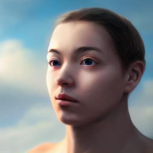 Image similar to a human face in photorealistic clouds, trending on artstation, 4 k photorealism, 4 k quality