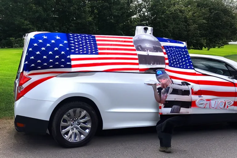 Prompt: trump-car-wrap-from-the-side