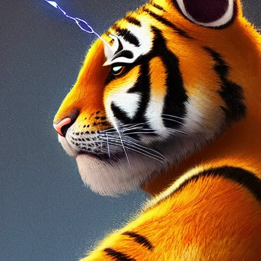 Image similar to “portrait of tiger in the style of the movie zootopia holding a laser gun, 4k, digital art, award winning”