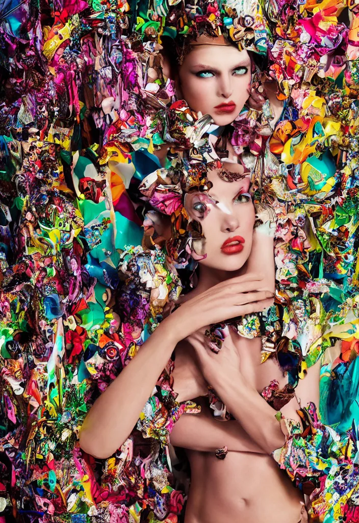 Image similar to fashion editorial photograph by David Lachapelle. highly detailed. 8k. depth of field. photography