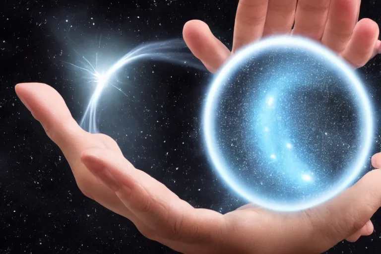 Image similar to mam holding a black hole in the hands, award winning photo, hd, high detailed