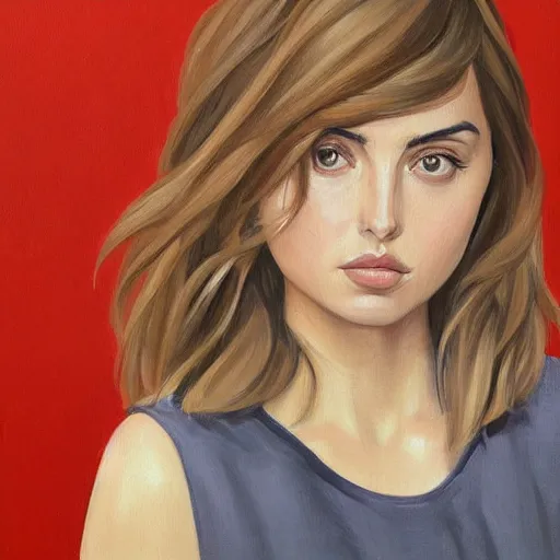 Prompt: a gallery painting portrait of Ana de armas painted by Phil noto