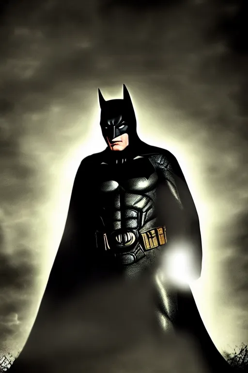 Prompt: cinematic of liam neeson batman, dramatic, moody lighting