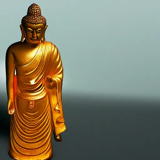 Prompt: the buddha standing upright