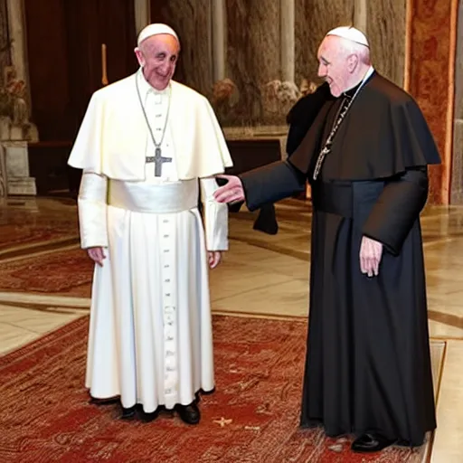 Image similar to photo of pope Francis and chancellor palpatine