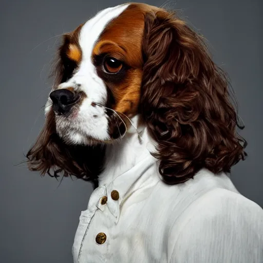 Image similar to King Charles Cavalier with Harry Styles' facial features