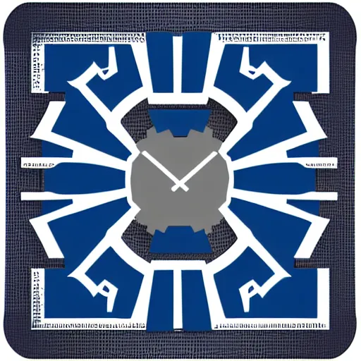 Prompt: a vectorized angled blue - grey gear icon