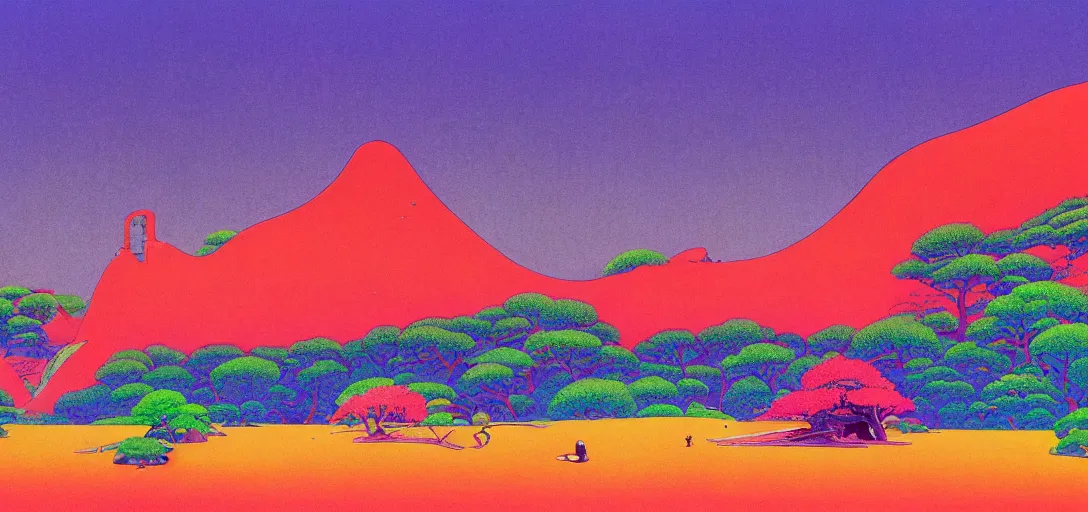 Prompt: a colorful vibrant closeup landscape licking a tab of lsd acid on its land tongue and dreaming psychedelic hallucinations, by kawase hasui, moebius, edward hopper and james gilleard, zdzislaw beksinski, steven outram colorful flat surreal design, hd, 8 k, artstation