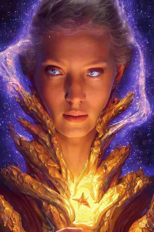 Image similar to beautiful oil painting with high detail of a wise Space ent(((Melting))) made of stars and plasma, hybrid from dungeons and dragons and art direction by James Cameron ;by artgerm; wayne reynolds art station; cinematic quality character render; low angle; ultra high quality model; production quality cinema model