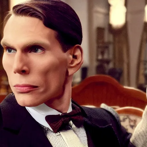 Image similar to Live Action Still of Jerma in Jeeves and Wooster, real life, hyperrealistic, ultra realistic, realistic, highly detailed, epic, HD quality, 8k resolution, body and headshot, film still