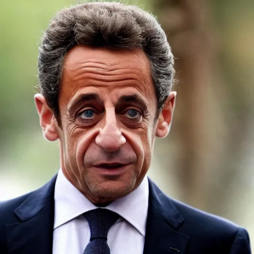 Prompt: Nicolas Sarkozy with a mullet, lots of hair, long hair, mullet haircut, mullet