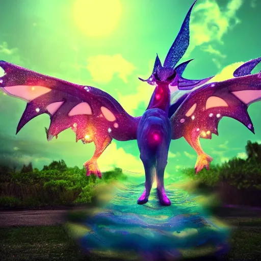 Prompt: fairy dragon on lsd ultra realistic 4 k high definition dramatic lighting high contrast mysterious