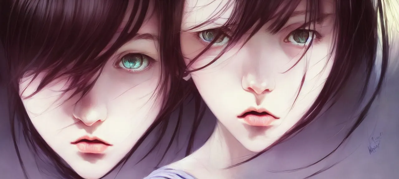 Image similar to a beautiful youth teenage depressed ocd psychotic popular girl in school struggling with morbid thoughts realized, angry eyes, soft skin, magnificent art by ilya kuvshinov, claude monet, range murata, artgerm, norman rockwell, highly detailed intricately sharp focus, bedroom eyes trending on pinterest, tiktok 4 k uhd image