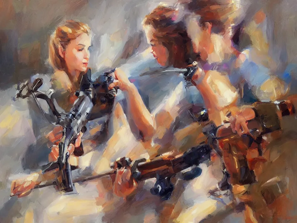 Image similar to lock and load, painting by Vladimir Volegov