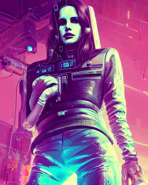 Image similar to portrait of lana del rey as a cyberpunk cyborg. sci - fi intricate abstract. intricate artwork, tear drops, roses, by tooth wu, wlop, beeple, dan mumford. concept art, octane render, trending on artstation, greg rutkowski, asymmetrical, cinematic arthouse, key art, hyper realism, iridescent accents