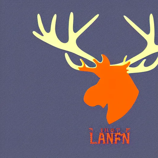 Image similar to an orange moose logo with maple leaf antlers, graphic design, logo