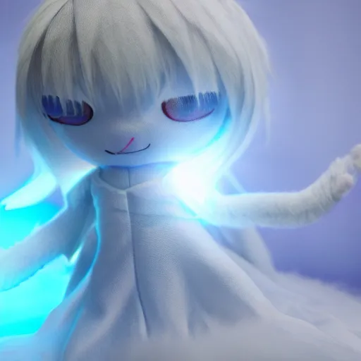 Prompt: cute fumo plush of yuki onna, the ice queen, vray, lens flare